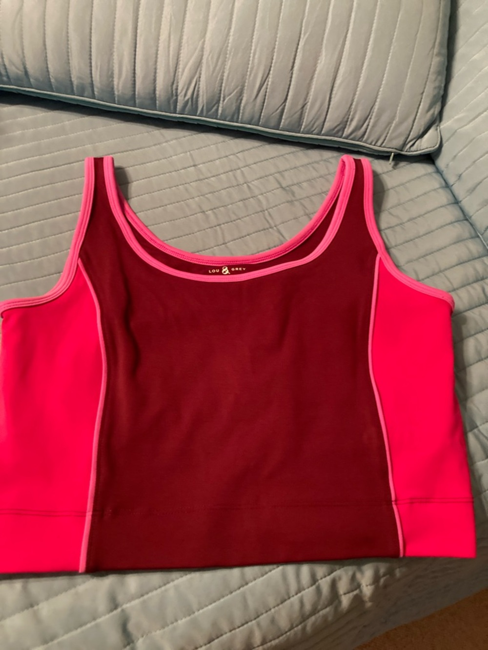 Lou & Grey Maroon Tank with Pink Trim